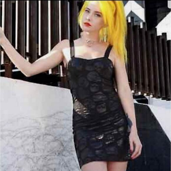 NWT 🆕️ Black Iron Fist Skullz Club Mini Dress - Picture 2 of 5
